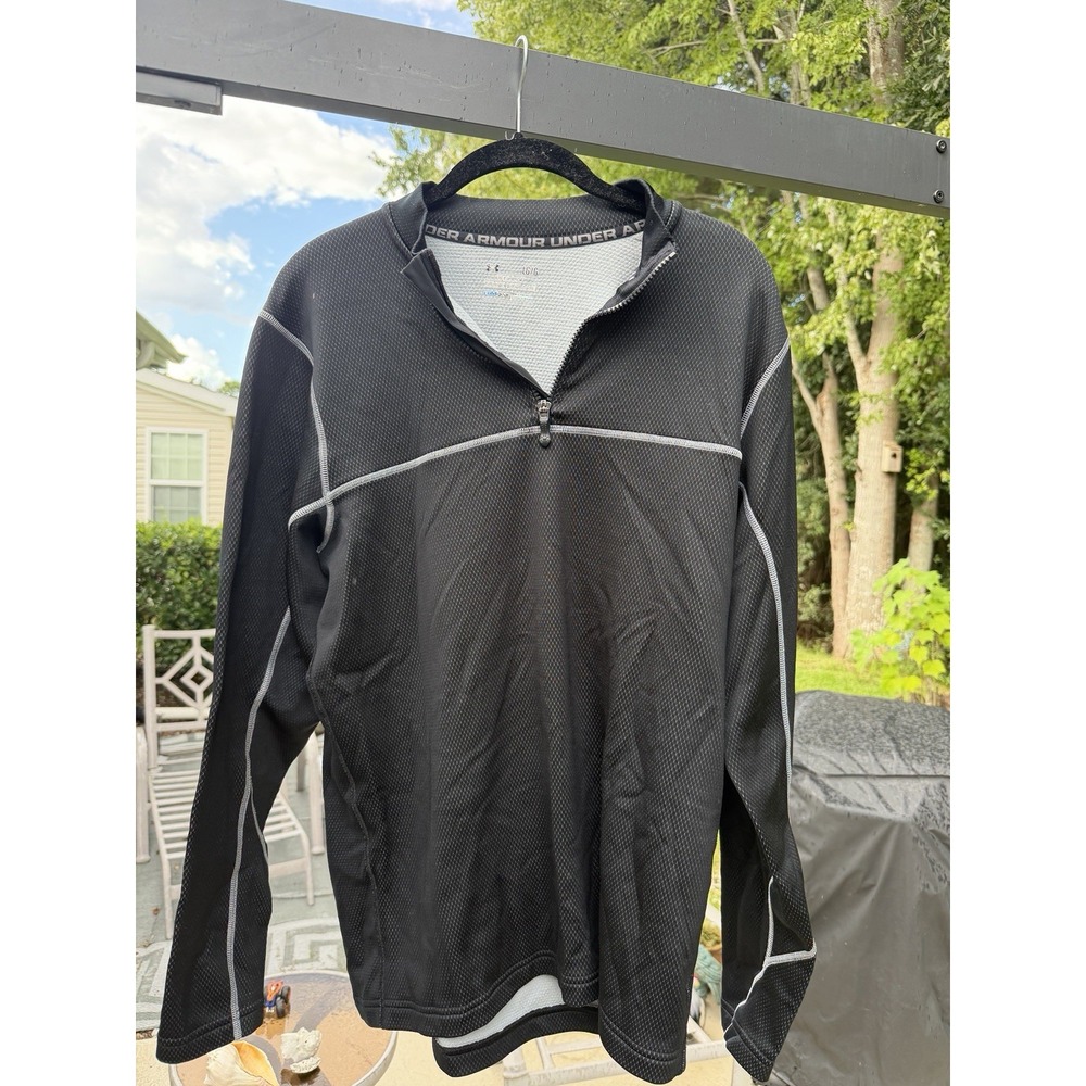 Under Armour ColdGear Men's LG Black 1/4 Zip Pullover Long Sleeve Athletic. 5310
